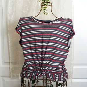 Lucky Brand striped front knot tee, Dolman sleeves